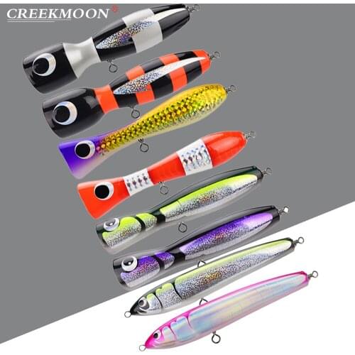 Top Water Big Wooden Tuna Surface Trolling Lure Pencil Boat Fishing Hard Bait Minnow Wobbler Wood 120g-137g/19cm-26.5cm