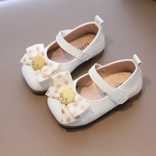 Girls' Single Shoes Princess 2021 New Korean Style Baby Shoes Butterfly-knot Sweet for Party Hot In Kids Simple Children Chic