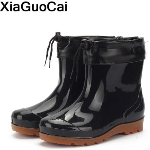 Waterproof Men Rainboots Camouflage 2021 Autumn Winter Warm Male Ankle Boots PVC Fishing Wading Shoes Velvet Outdoor Antiskid