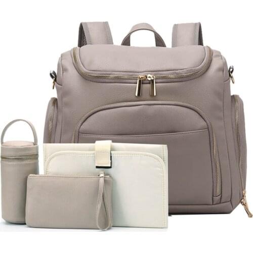 High Grade Brand PU Leather Diaper Backpack For Travel Baby Bag For Mom Big Capacity Infants Products Maternity Mother Bag
