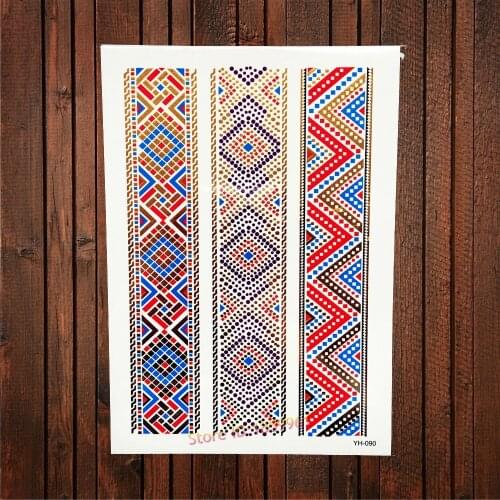 1PC Sexy Flash Metallic Tattoo Gold Attractive Thick Bracelet Tatoo Waterproof Body Art Temporary Tattoo Sticker AYH090