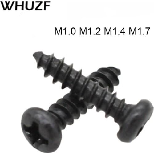 1000pcs M1.0 M1.2 M1.4 M1.7mm Carbon Steel Mini Micro Small Phillips Round Pan Head Cross Round Pan Head Self-tapping Wood Screw