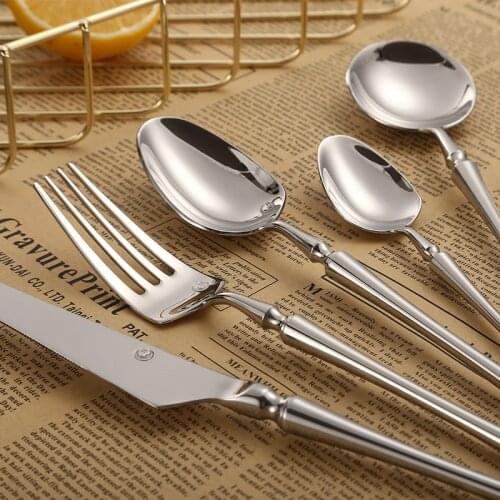 4 Pieces/set Of 304 Stainless Steel Forging Western Food Xiaoman Waist Cutlery Western Steak Cutlery Plate Set Cake Tableware