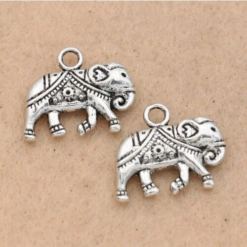 5pcs Antique Silver Plated Elephant Charm Pendant For Jewelry Making Jewelry Diy Handmade 21x17mm
