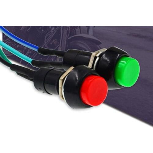 5pcs Self-Locking Switch Button with 14cm Two Wire for Motorcycle Electric Bike Universal Momentary Switch