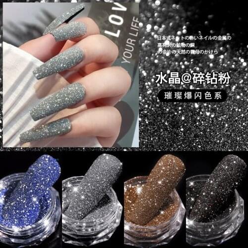 6 Colors Nail Crystal Diamond Powder Rainbow Color Glitter Shiny Pigment Holographic Glass Micro Drill Nails Art Decoration