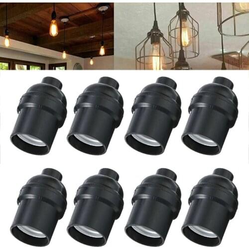 8pcs Vintage Lamp Base Pendant Light E26/E27 Screw Bulb Base Black Light Socket Industrial Fittings Lamp Holder