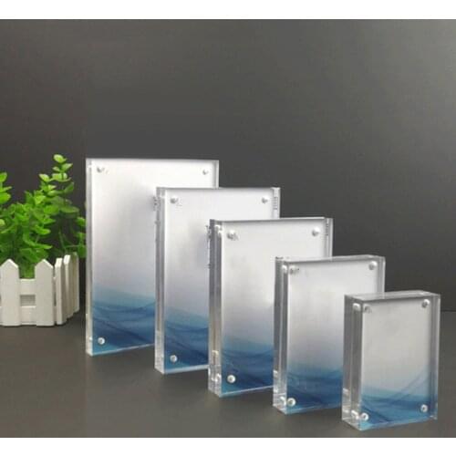 1pc Acrylic Photo Frame Magnetic Picture Photo Poster Display Frame Table Sign Price Tag Freestanding Clear Label PaperPromotion