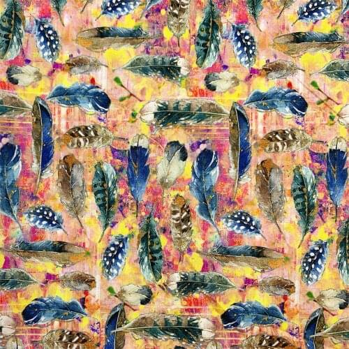 Watercolor feathers Plain cotton fabric for Sewing Quilting Accessories DIY Fabric Cloth Sewing Quilting Fabrics material