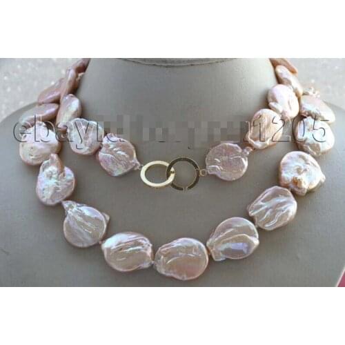 Free Shipping 32" Genuine Natural 26mm Pink Reborn Keshi Pearl Necklace