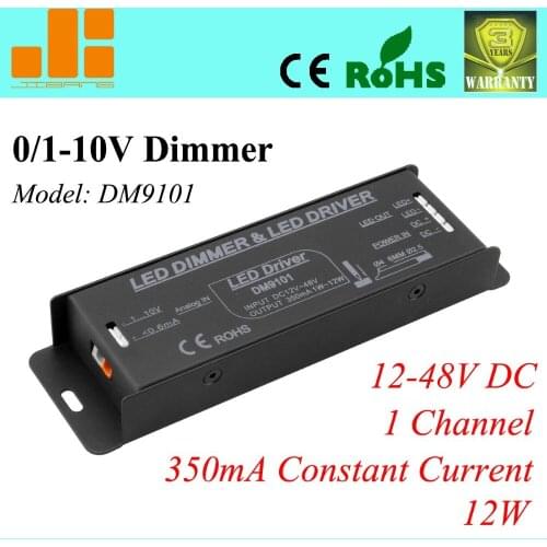 Free Shipping 0-10V dimming LED driver 350ma, 0/1-10V dimming driver, 1channel 12W, DM9101