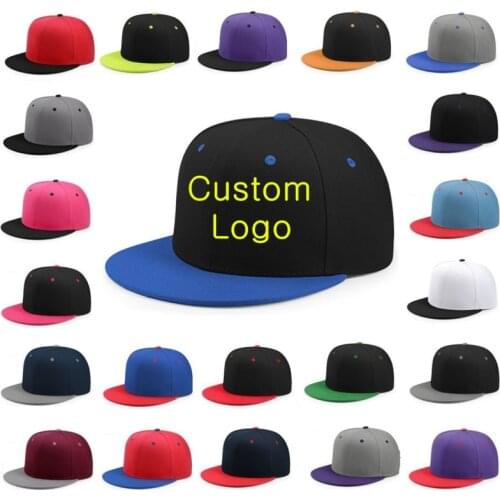 Adult Custom Logo hat Embroidery Or Print Flat Bill Snapback Hats Your Own Logo Sport Leisure Baseball Casp Sun Hats