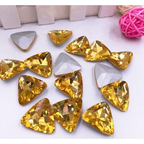 Large crystal Sewing Rhinestone 10pcs 23mm triangular Shine Sew on Crystal Stone Pointback Glass Stone for Clothing Shoes Bags