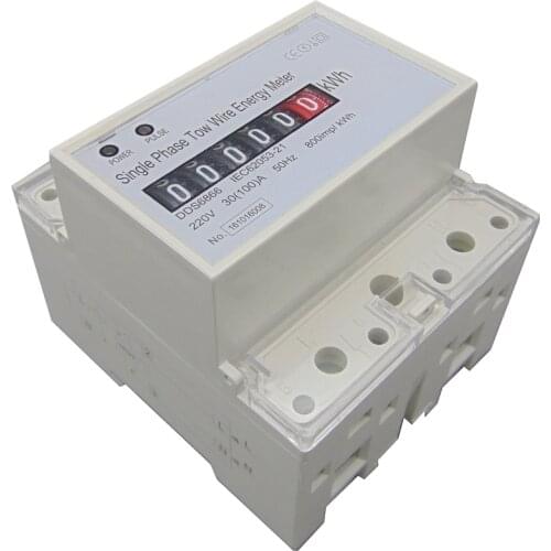 DDS6866 30(100)A 220V 50HZ Single phase Din rail KWH Watt hour din-rail energy meter step motor impulse register dispaly