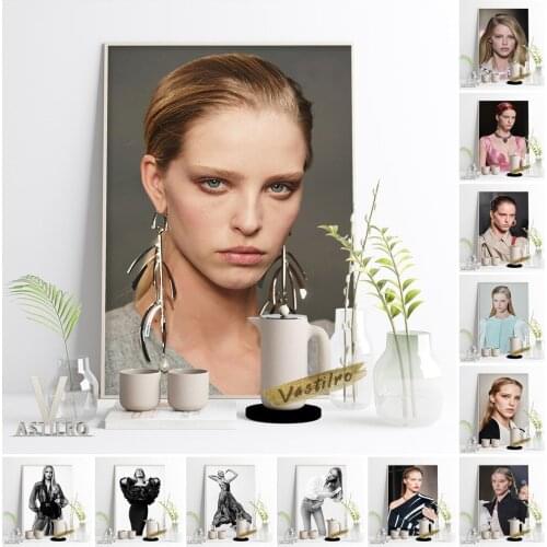 Abby Champion Model Fashion Poster Sexy Girl Star Portrait Art Prints Black White Vintage Elegant Wall Picture Home Gift Decor