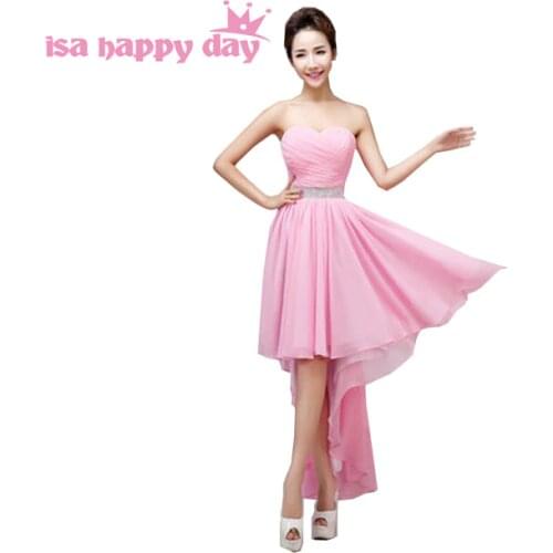 Plus size elegant women high low royal blue short front long back prom dress -chiffon pink dresses 2020 for wedding party H3115