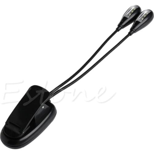 Flexible 2Dual Arms Clip On 8LED Light for Book Reading Camping Hiking Lamp Bulb 62KD