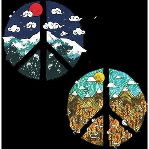 Hotsale Heat Vinyl Printed Transfer White Cloud Patch Landscape Transfer Iron On Vinyl Moon Ice Mountain Patch For Clothes Decor