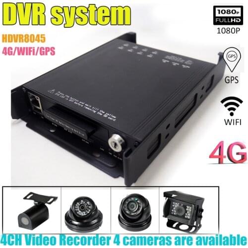 HDVR8045 4ch DVR video recorder with 4 pcs 1080P camera 1920x1080 30fps GPS/WIFI/3G/4G video recording for bus truck Car rental