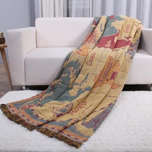 130x180cm World Map Cotton Throw Rug Couch Lounge Sofa Chair Blanket Bed Sheet