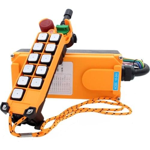 HS-10S 1 Speed 1 Transmitter 10 Channels Hoist Crane Truck Radio Remote Control Push Button Switch System with Emergency-Stop