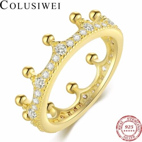 COLUSIWEI Exquisite Crown Shaped Ring 925 Sterling Silver CZ Rings for Women Fashion Color Aneis De Ouro Zirconia Jewelry