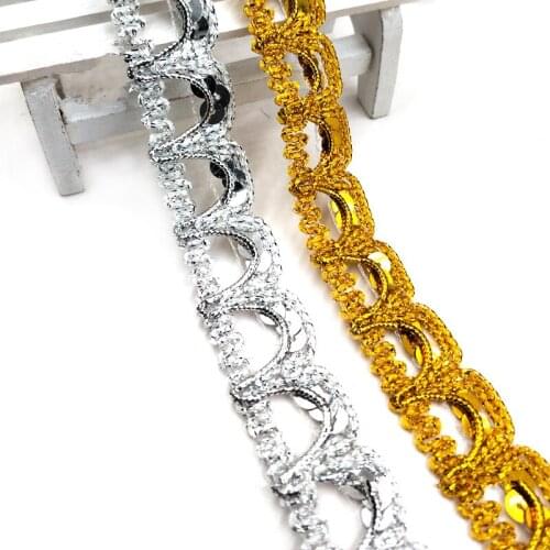 5 yard u-shaped 2.3cm gold sequins lace ethnic lace is woven lace ribbon home party decoration DIY clothes handmade craft sewn