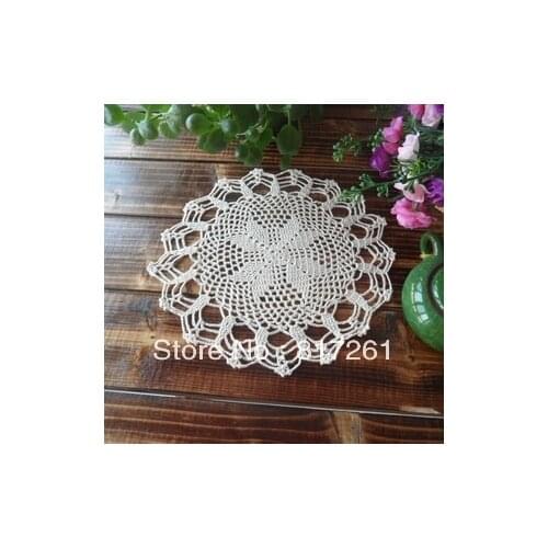 Free shipping flower design round lace mat handmade cutout rustic crocheted placemats cup pad coaster doily for wedding decor