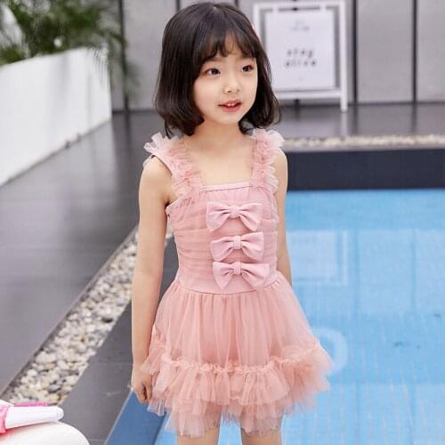 Swim Wear One-Piece Baby Bikini Girls Biquini Infantile Pink Bathing Clothes Cute Toddler Swimsuits New Children Swimwear Dress