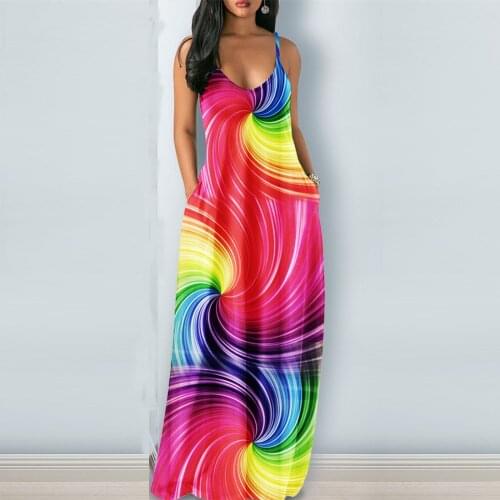Summer Casual Long Dress Plus Size Sleeveless Spaghetti Strap Elegant Dresses For Women Clothing Vestidos Mujer Verano 2021