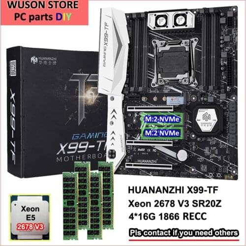 HUANANZHI X99-TF motherboard with Xeon processor 2678 V3 SR20Z 2.5GHz REG ECC memory 64G(4*16G) 1866 computer parts DIY service
