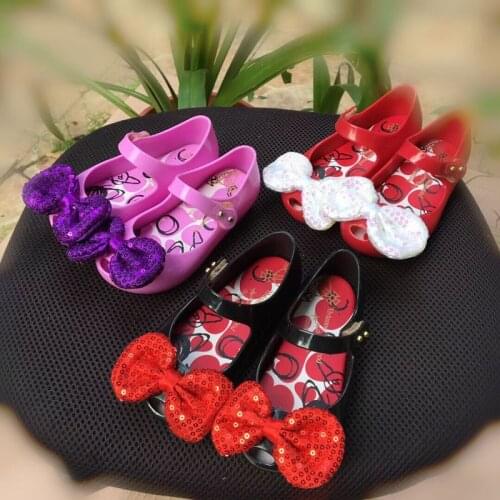 MERI AMMI Baby Girls Soft Shoes PVC Big Bow Knot Shoes For Children Dress Up Sandals Cute Shoes 15-18cm