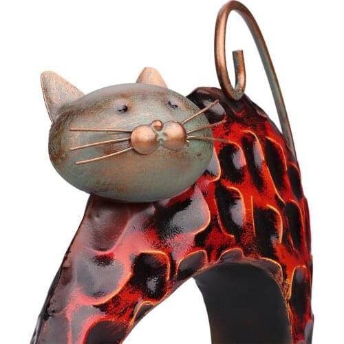 Tooarts Lazy Cat Metal Figurine Art Iron Sculpture Animal Abstract Sculpture Miniature Figurine Craft Gift For Home Decoration
