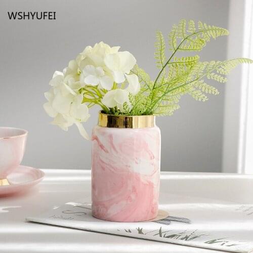 Nordic style marble gilded ceramic vase modern minimalist living room flower arrangement exquisite vase small decoration