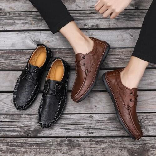 Men Leather Casual Shoes Men Luxury Brand Design Handmade Loafers Men Casual Shoes Genuine Leather Fashion Sneakers