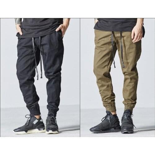 SS Mens Black Sarouel Slim Fitted Bottom Cuffed Lounge Sweatpant Jogger Pants Jersey / Casual Pants-Trouser