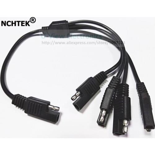 NCHTEK BLACK 1 to 4 SAE Power Extension Cable Adapter Connector 2Pin Quick Connect Disconnect Plug About 35CM/Free Shipping/6PCS