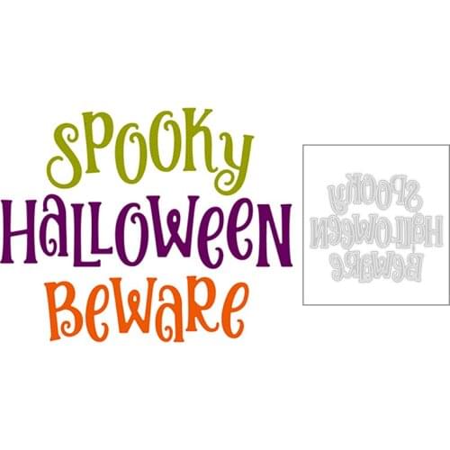 2020 New Spoohy Halloween Beware English Words Metal Cutting Dies For DIY Album Greeting Card Paper Scrapbooking Making No Stamp