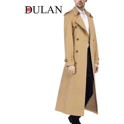 2021 New Spring and Autumn Tall Middle Long Windbreaker Mens Coat Business Big Size Fat Europe and the United States Handsome