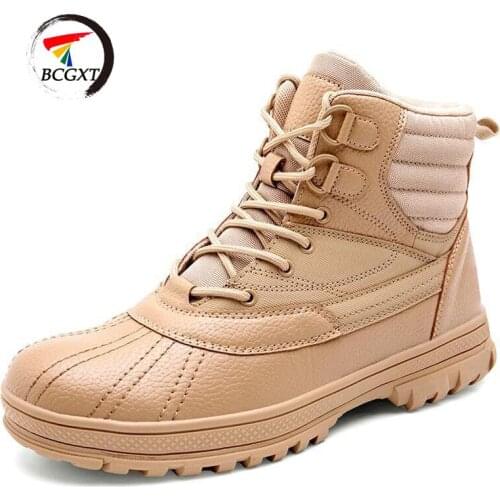 New Winter Tactical Military Boots Waterproof Leather Mens Boots Wear-Resisting Men Ankle Boots Outdoor Non-slip Hiking Boots