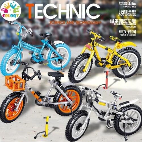 NEW City Technic Color bicycle Block Set Diy Simulation Speed Champions Model Building Brick Toy For Children
