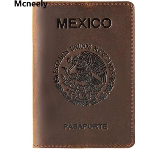 New Arrival Mexico Crazy Horse Genuine Leather Passport Cover Passport Case Business Unisex Travel Documents Wallet Case