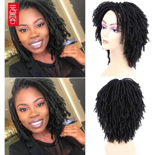 Dreadlock Crochet Twist Hair Wigs Soft Short Bouncy Curly Synthetic Wigs For Black Women Synthetic Crochet Soul Locs Braid Wigs
