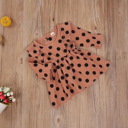 Princess Baby Girl Autumn Dress Long Sleeve Retro Polka Dot Print Ruffle Dress Lovely Party Infant Kids Toddler Clolthes