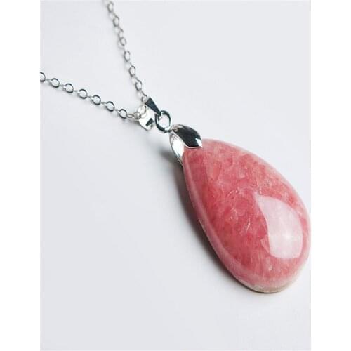 Genuine Ice Rhodochrosite Natural Stone Pendant Women Femme Charms Suspension Water Drop Pendant Bead