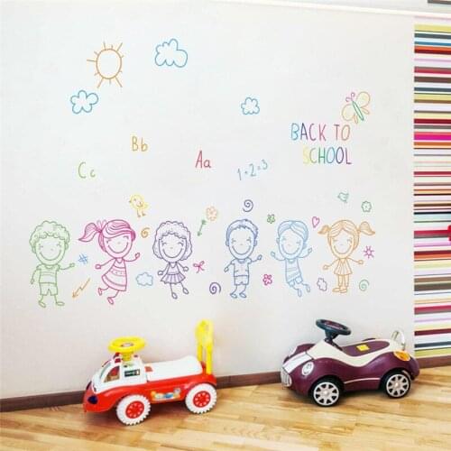 Happy Boys Girls Pupils Pattern Wall Sticker Home Decoration Kids Room Bedroom Mural Art Diy Nursery Decals Pvc Posters