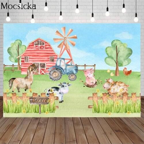 Rural Farm Birthday Party Animal Portrait Child Baby Shower Cartoon Background Photography Props For Photo Studio Custom Banner