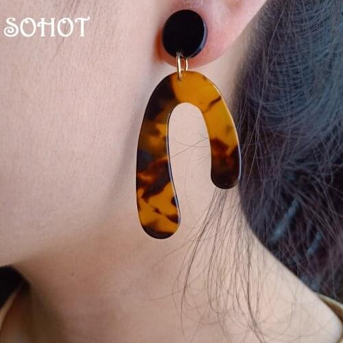 SOHOT Ethnic Style Acetic Acid Colorful Drop Earrings Trendy Acrylic Women Jewelry Accessories For Turkish Women Wedding Bijoux