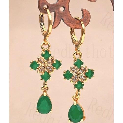 New Trendy Earrings for Women Gold Color Flower Drop Earring with Waterdrop Zircon Luxury Jewelry for Party Wedding Gift