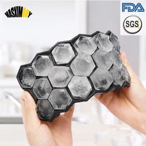Silicones 17 Cavity Ice Cube Tray Honeycomb Ice Cube Mold Food Grade Flexible Silicone Ice Mold for Whiskey Cocktail Kitchen Bar